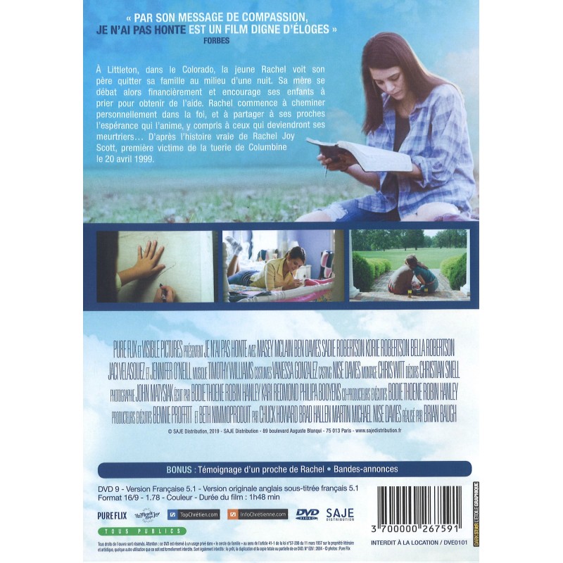 Je N Ai Pas Honte DVD - Je n'ai pas honte - Librairie Vie et Santé