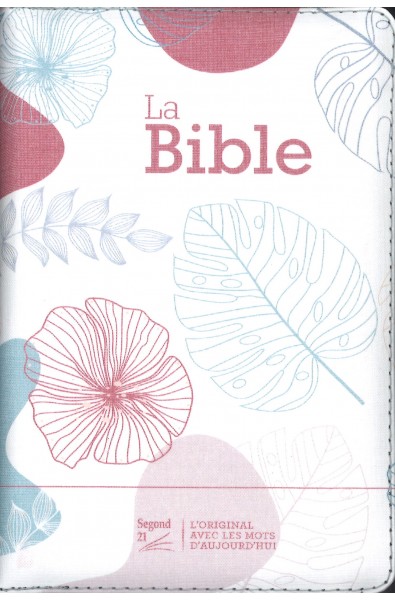 Bible Segond 21 compacte (premium style), zip, motif fleurs