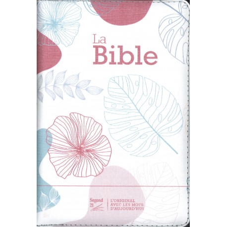 Bible Segond 21 compacte (premium style), zip, motif fleurs