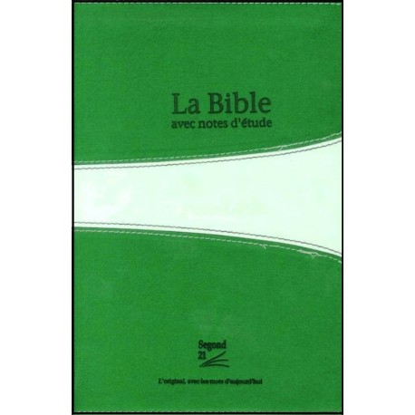 Bible Segond 21, verte, avec notes d'étude, souple, tr. argent
