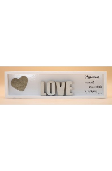 Cementini - Cadre en bois LOVE lettres ciment