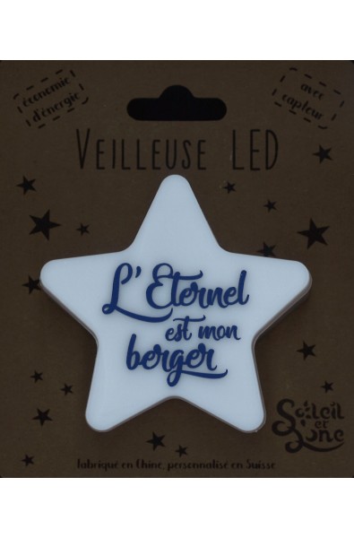 Veilleuse avec capteur "L'Eternel est mon berger" bleue