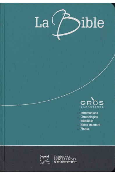Bible Segond 21 gros caractères, duo bleu/gris, toilée