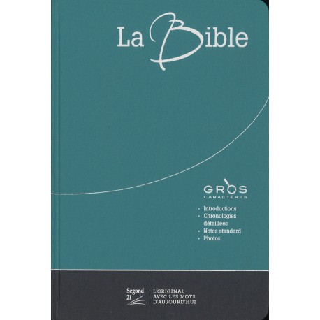 Bibe Segond 21 gros caractères, duo bleu/gris, toilée