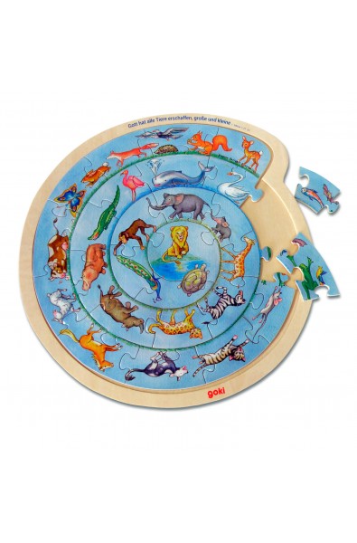 Puzzle bois forme escargot "Animaux"