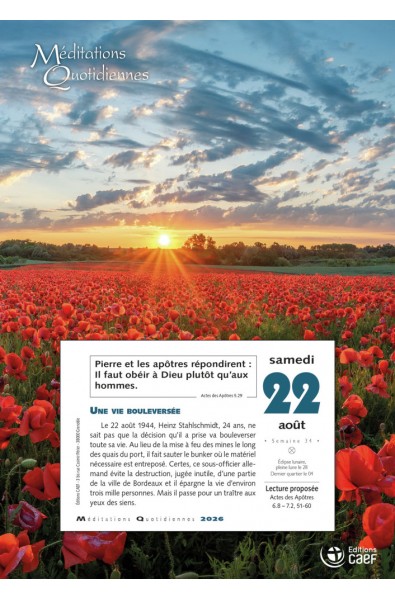 Calendrier "Méditations quotidiennes" 2026-bloc