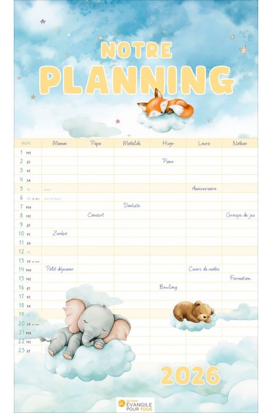 Calendrier "Notre planning" 2026