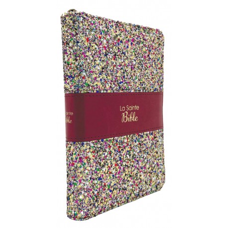 Bible Segond 1910 paillettes bordeaux