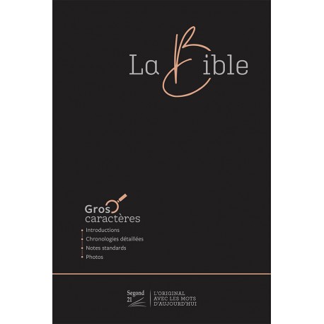 Bible Segond 21 gros caractères souple noire