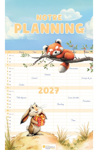 Calendrier à suspendre "Notre planning" 2027